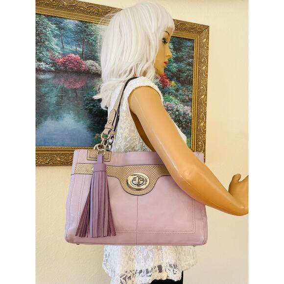 Vtg COACH Penelope lilac exotic/soft leather Satchel Bag carryall F16531 - Picture 3 of 10
